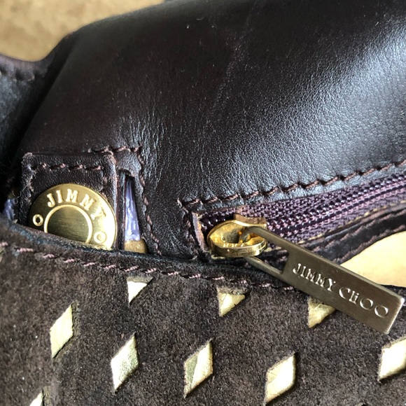 Jimmy Choo Tulita Bag. Chocolate Brown. Perforated. Gold Hardware. - Picture 9 of 15